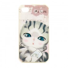 Чехол для iPhone 4/4S  My Life "Полосатый котик"