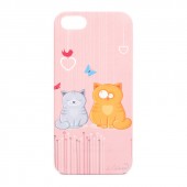 Чехол для iPhone 5 "Забавные кошки", розовый