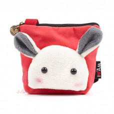 Сумочка-кошелек Мордочка кролика в японском стиле, 15х13 см, красный